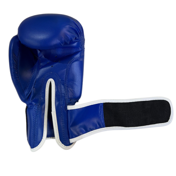 Blue synthetic leather gloves